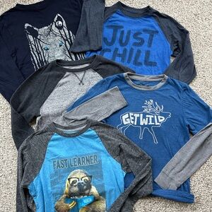 Bundle of boys medium (10/12) long sleeved shirts.